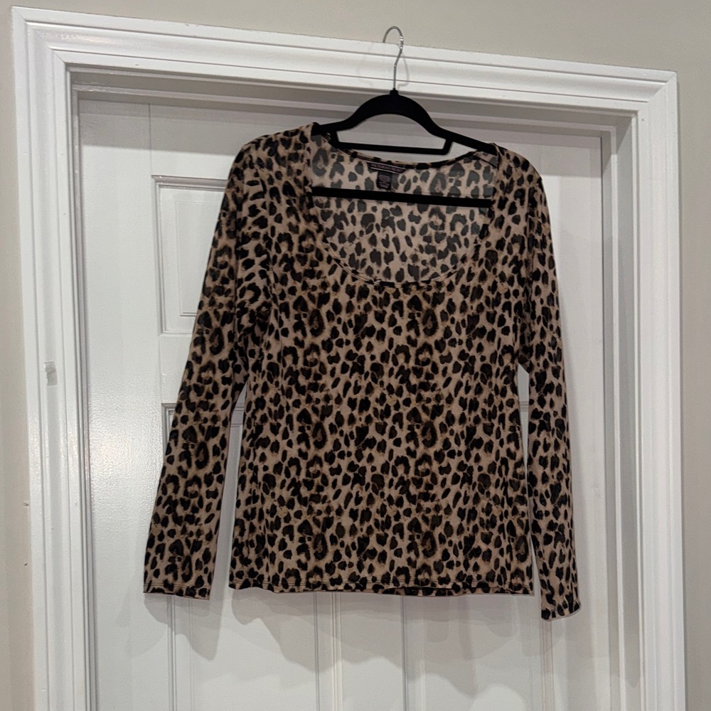 Sexy Victorias Secret Leopard Print Long Sleeve Top Slightly See-Through